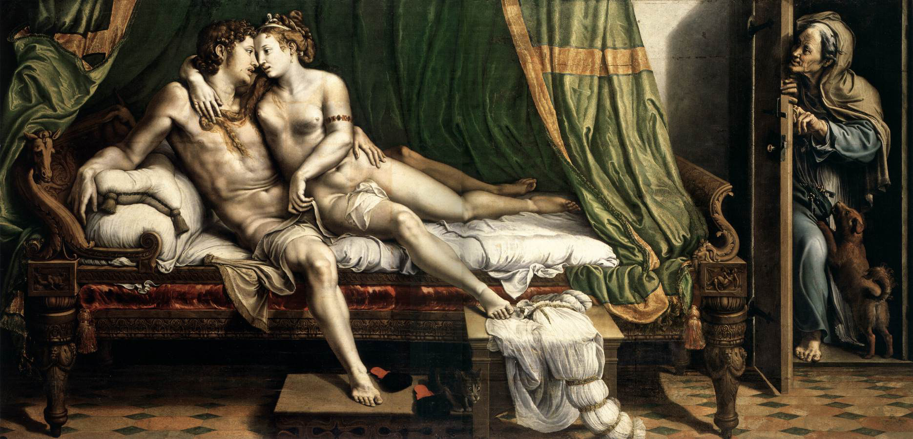 Giulio Romano, Due amanti, c. 1524, olio su tavola trasferito su tela, 1630 x 3370 mm. San Pietroburgo, The State Hermitage Museum