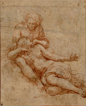 Giulio Romano, Venere e Adone, 1516 disegno a sanguigna, 224 x 181 mm. Vienna, Albertina